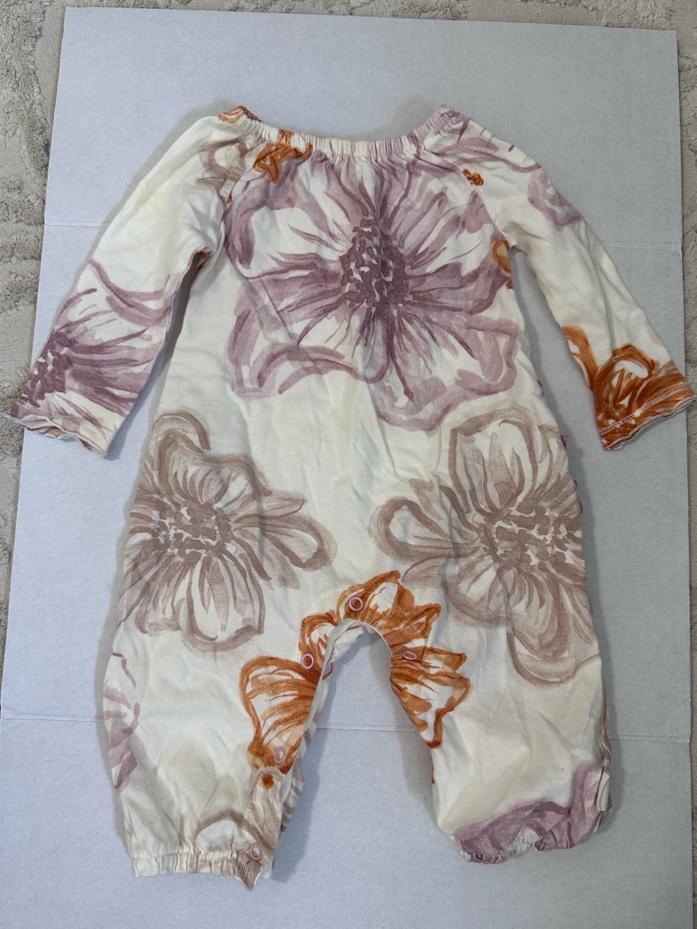 BURT’S BEES BABY Flowers For You Organic Baby Girl Ruffle Jumpsuit 0-3 Months